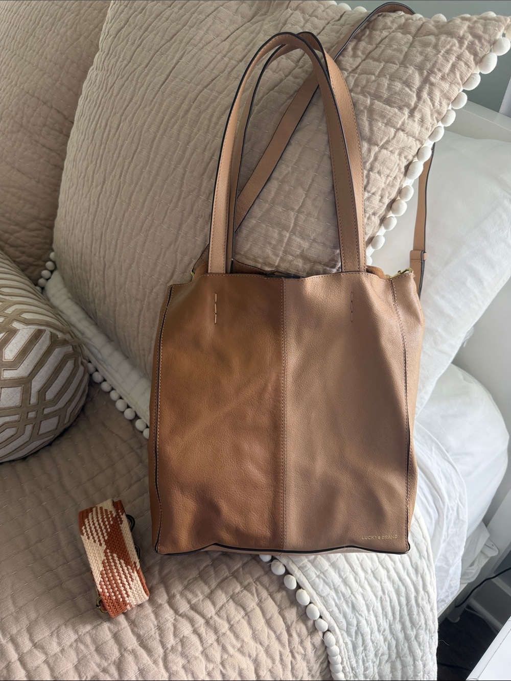 Two Tone Colorblock Leather Lucky Brand Tote